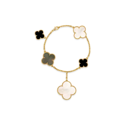 Van Cleef & Arpels Magic Alhambra bracelet 5 motifs "18K Yellow gold/Onyx/Mother-of-pearl"
