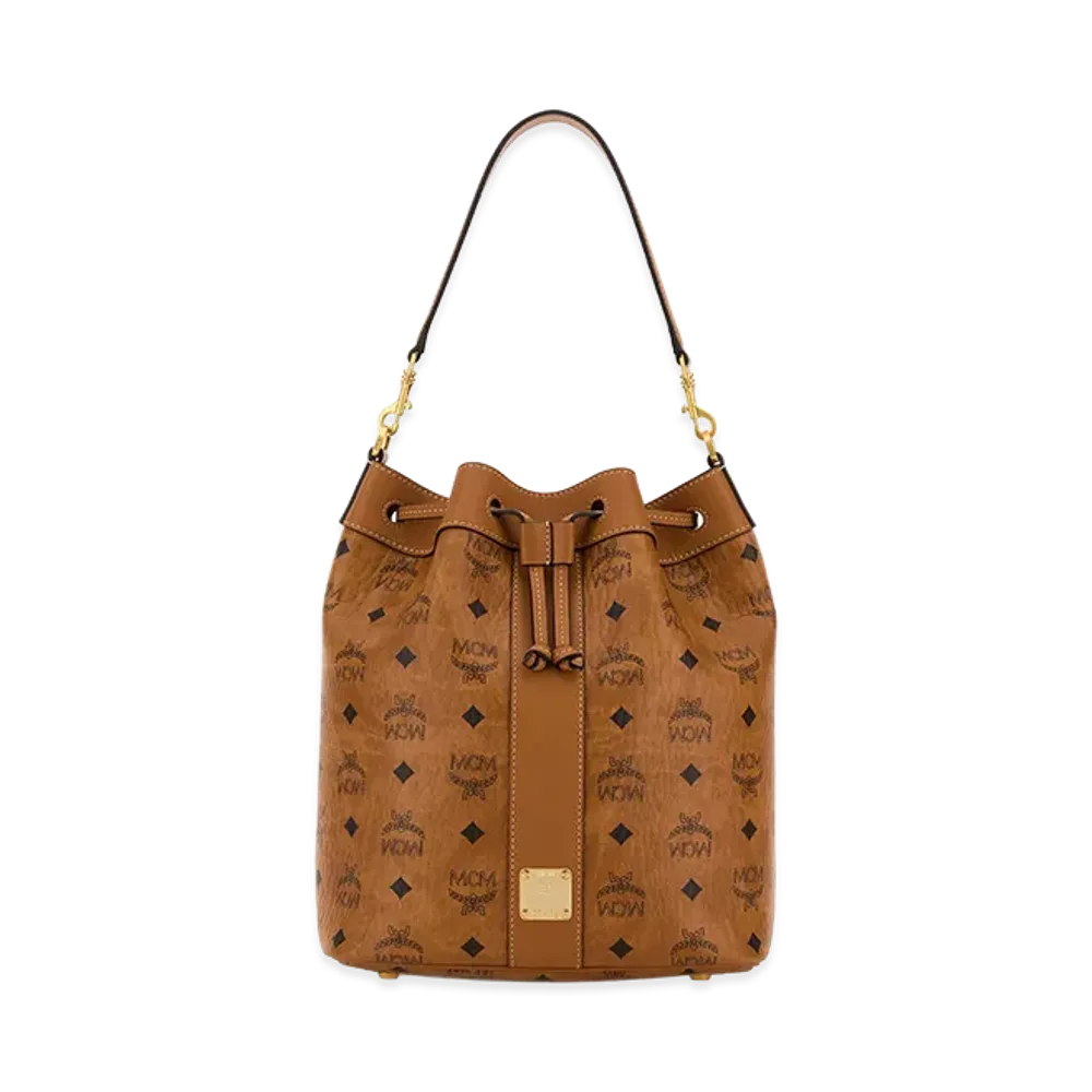 MCM Women's Printed Canvas Dessau Bucket Bag "Brown"