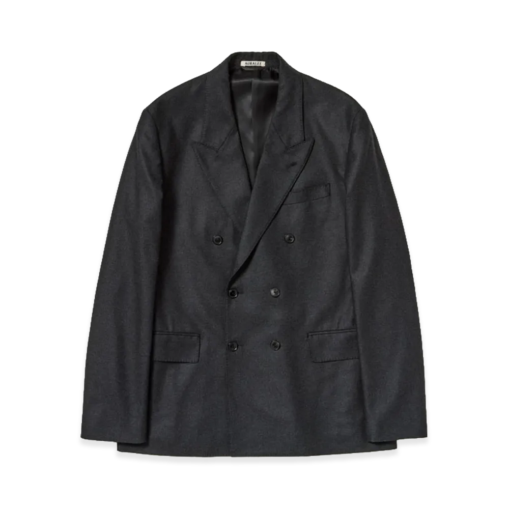 AURALEE Wool Fulling Flannel Double-Breasted Jacket "Top Charcoal"