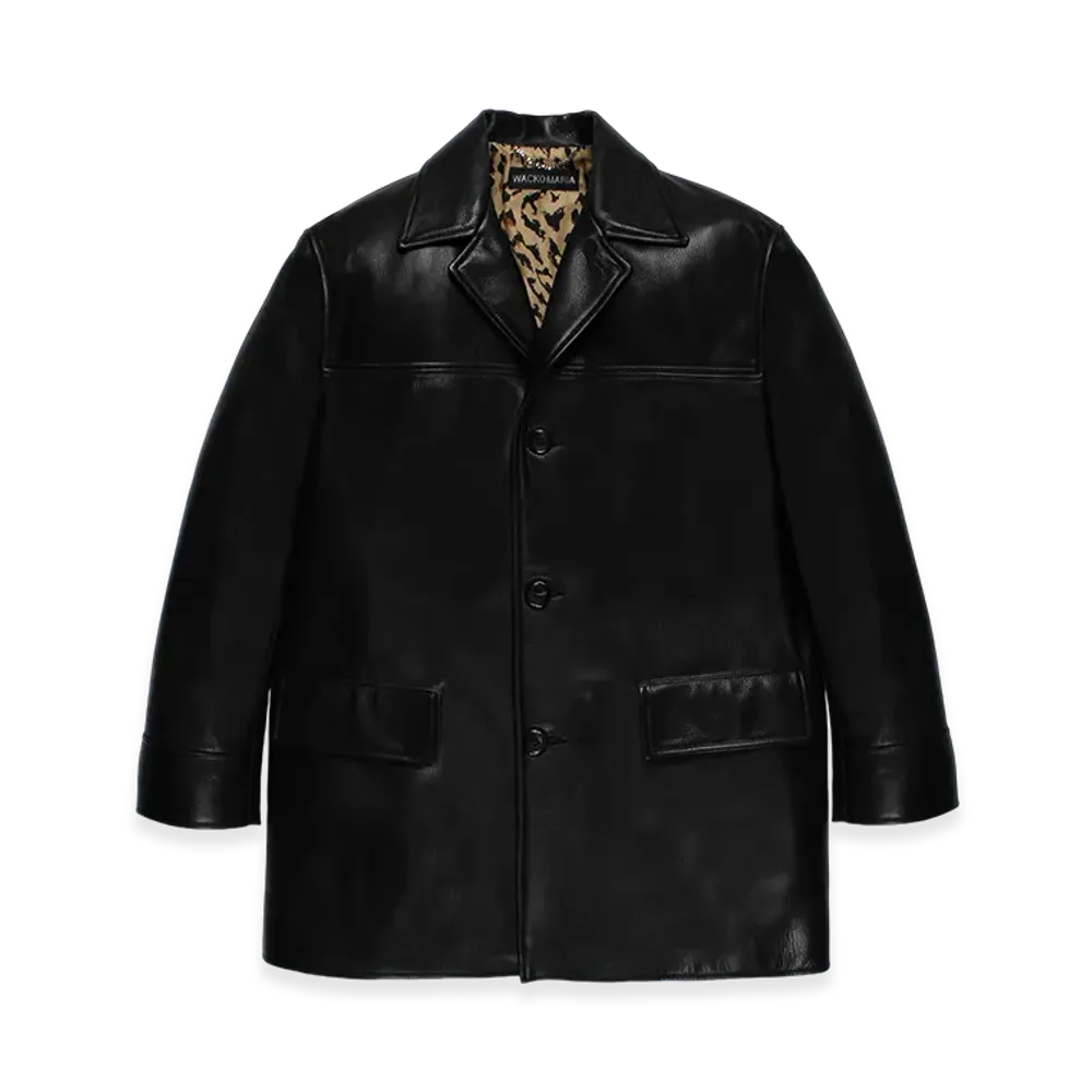 WACKO MARIA Leather Car Coat "Black"