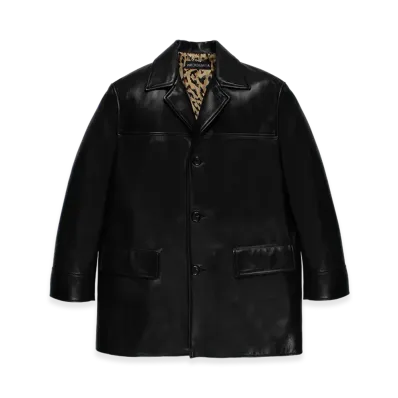 WACKO MARIA Leather Car Coat "Black"