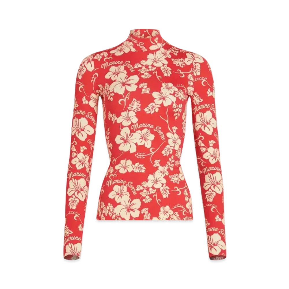 Marine Serre Recycled Jersey High Neck Second Skin "Red"
