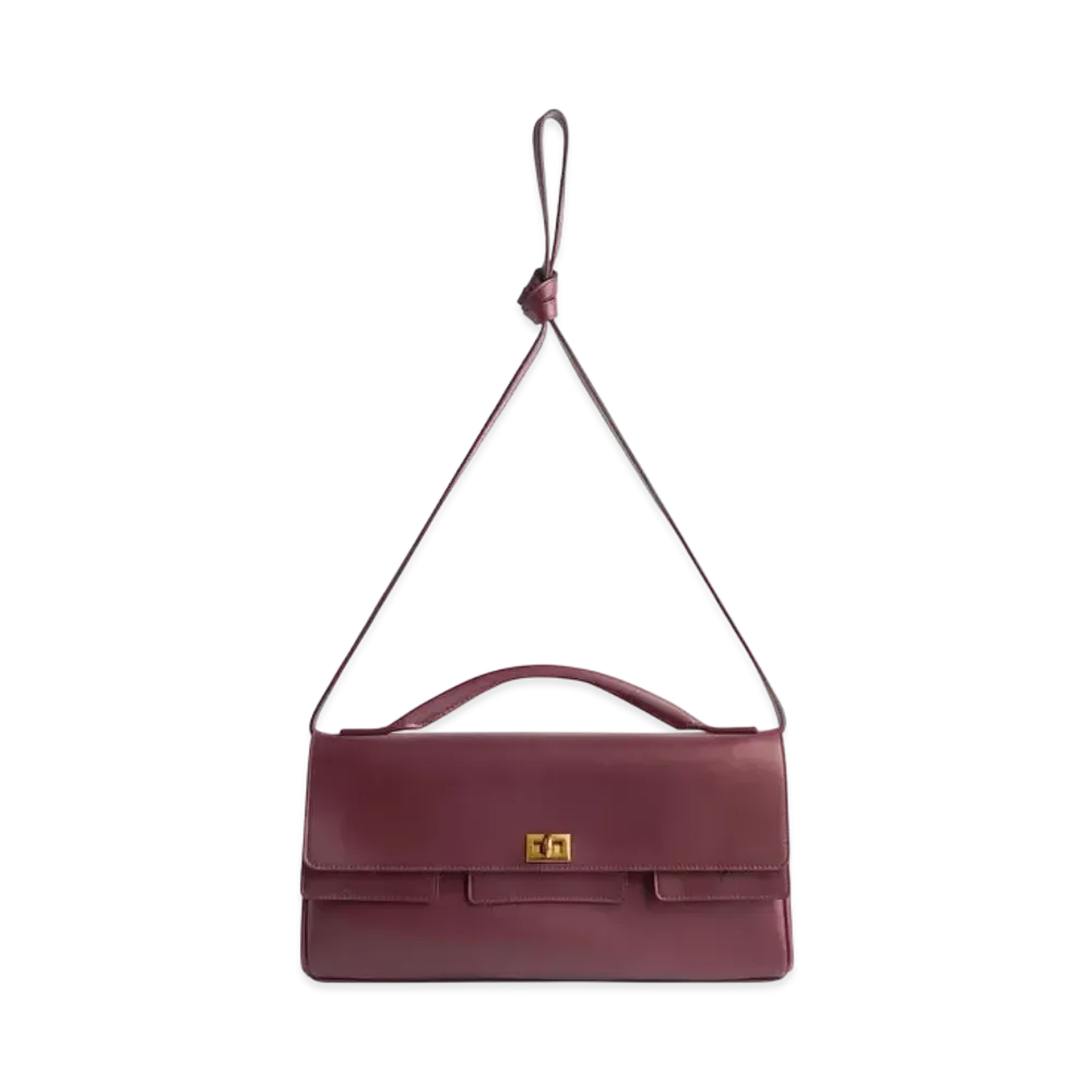 BALENCIAGA Bel Air Small Clutch On Strap "Dark Burgundy"