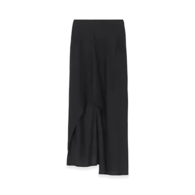 Yohji Yamamoto Cellulose/Ra Twill R Round Hem Skirt "Black"