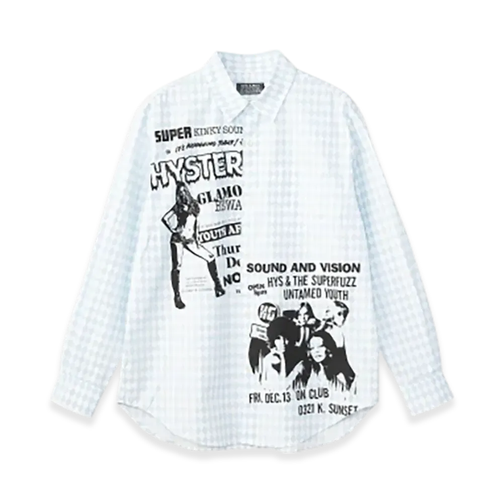 HYSTERIC GLAMOUR Bad Girl Club Regular Collar Shirt "White"