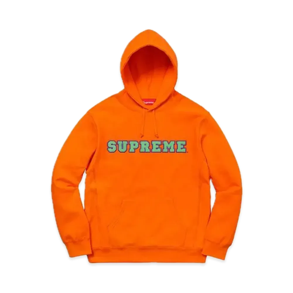 Supreme Cord Collegiate Logo Hooded Sweatshirt "Orange"