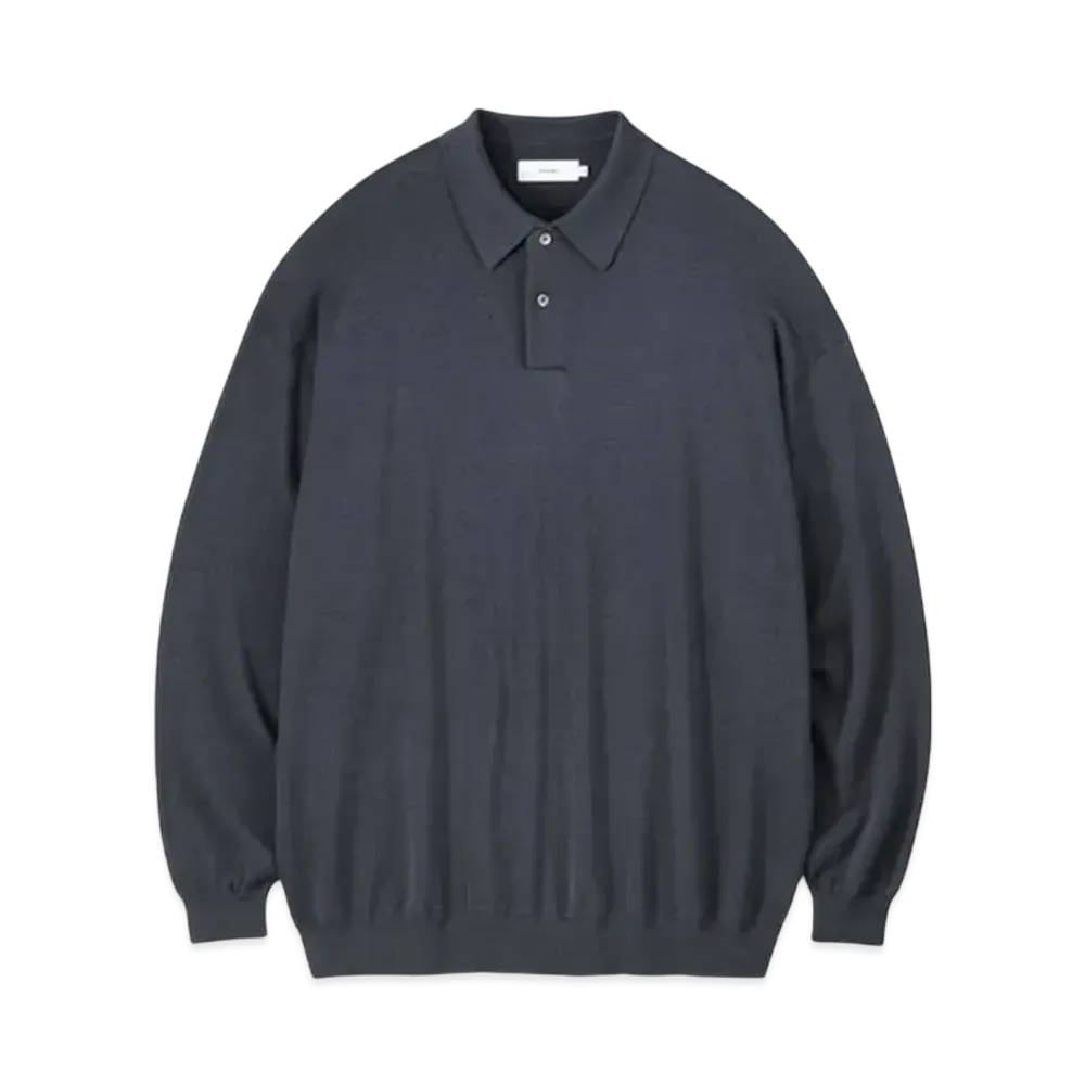 Graphpaper Suvin High Gauge Knit Oversized L/S Polo "Grey"