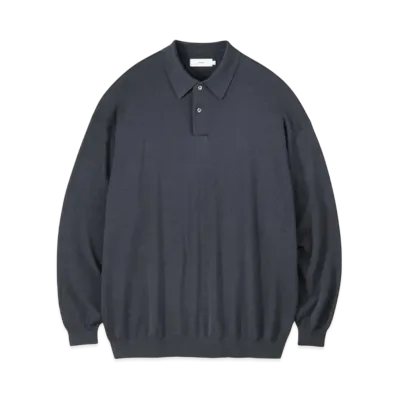 Graphpaper Suvin High Gauge Knit Oversized L/S Polo "Grey"