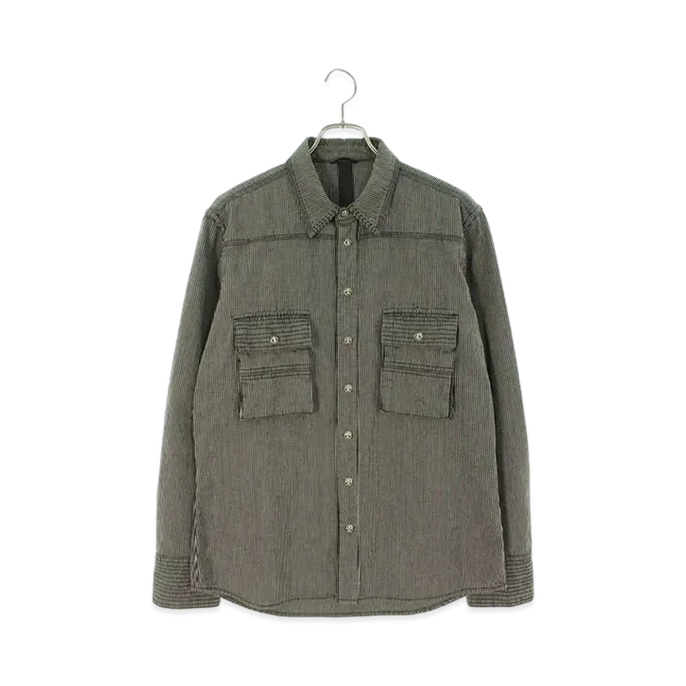 Chrome Hearts Army BS Fleur Button Military L/S Shirt "Black/White"