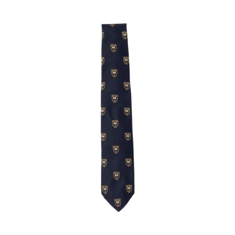 BEAMS Silk Tie Crest Emblem Embroidery "Navy"