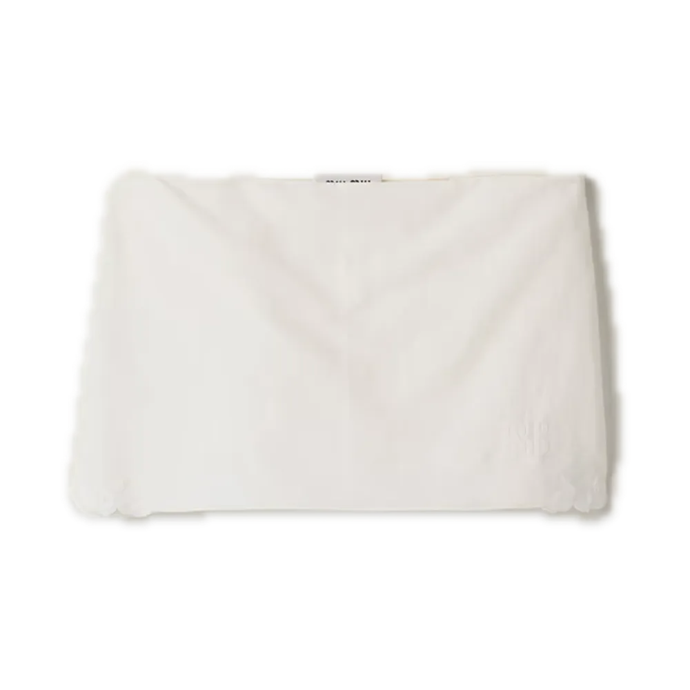MIU MIU Embroidered Slub Canvas Miniskirt "Ivory"