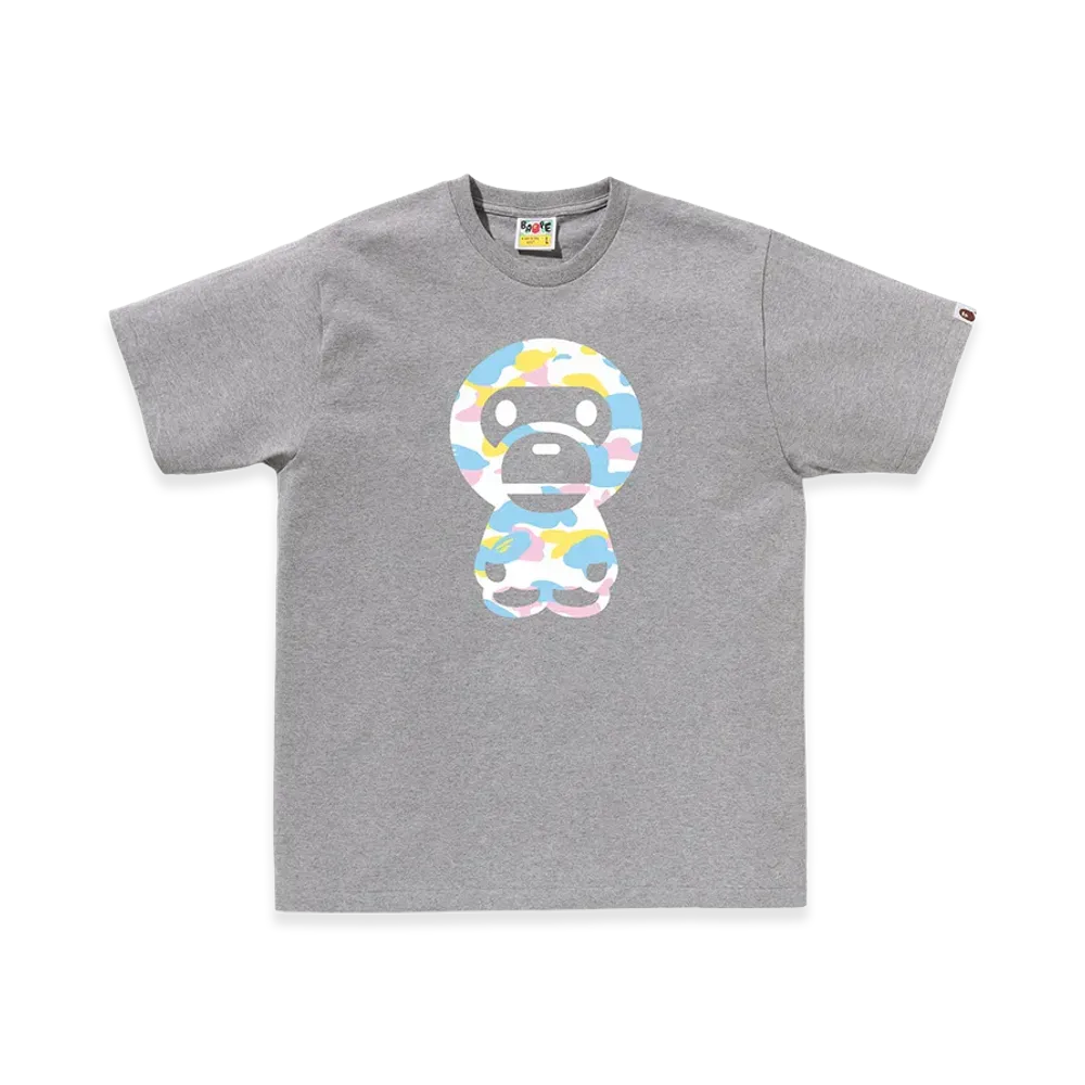 A BATHING APE New Multi Camo Big Baby Milo Tee "Gray"