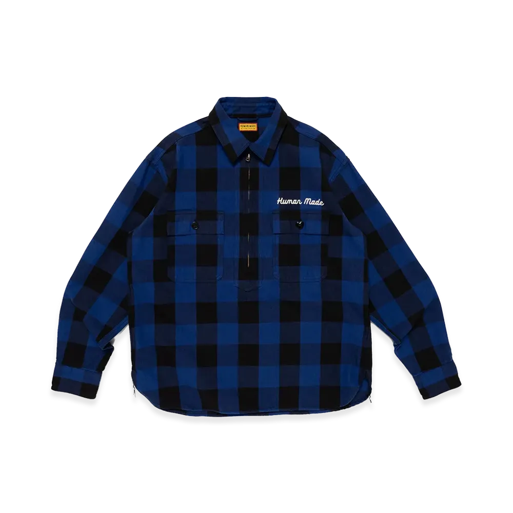 HUMAN MADE Check Half-Zip Shirt "Blue"