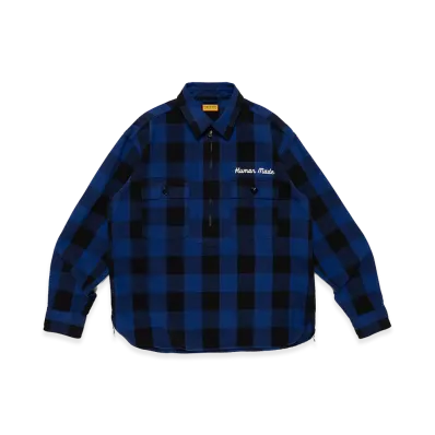 HUMAN MADE Check Half-Zip Shirt "Blue"