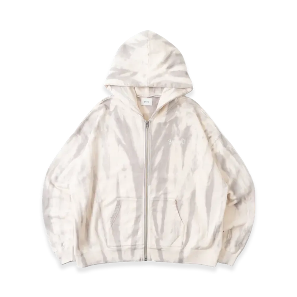 BLESS U Tie-Dye Zip Hoodie "White"
