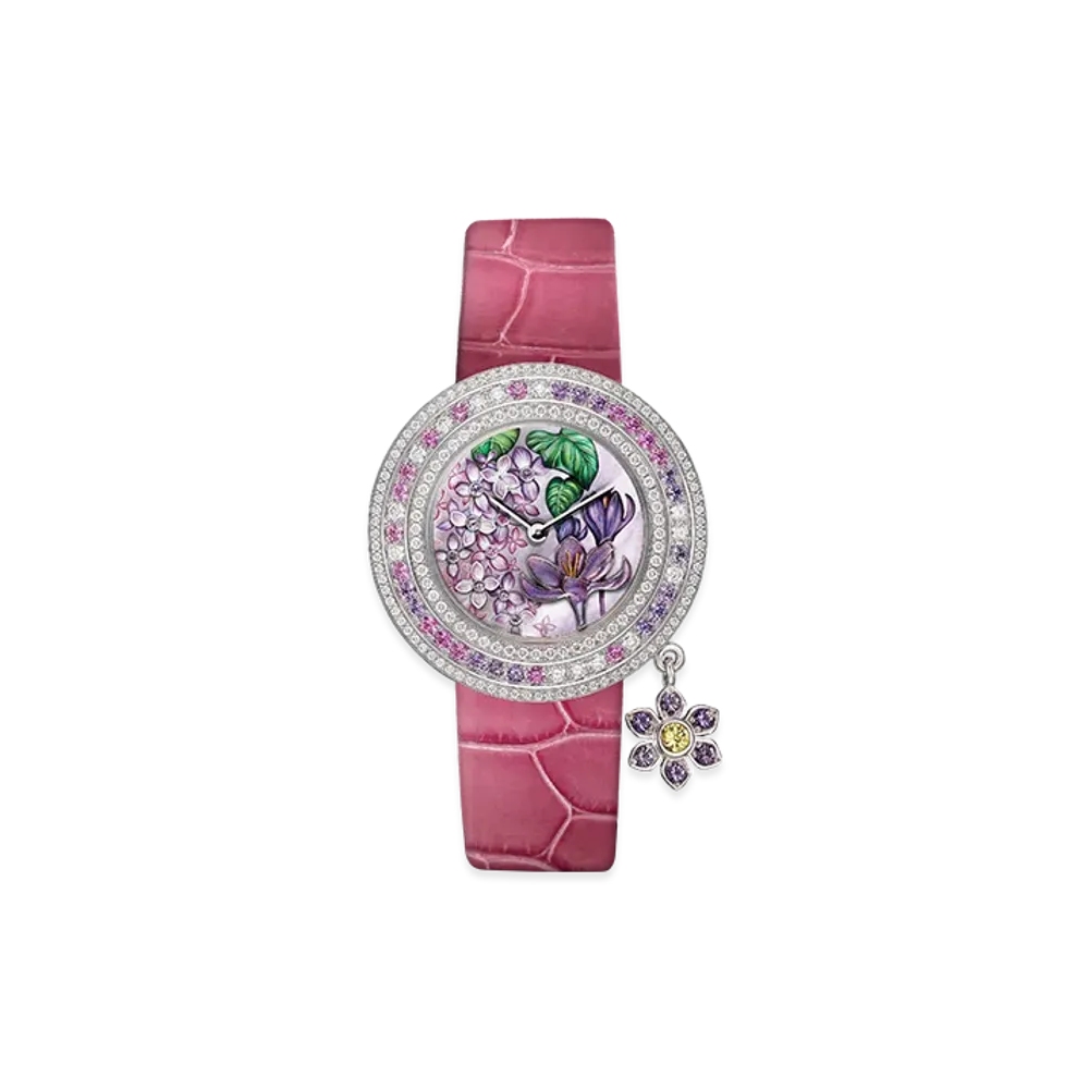 Van Cleef & Arpels Charms Extraordinaire Langage des Fleurs Desir watch "18K White gold/Amethyst/Sapphire/Diamond/Mother-of-pearl"