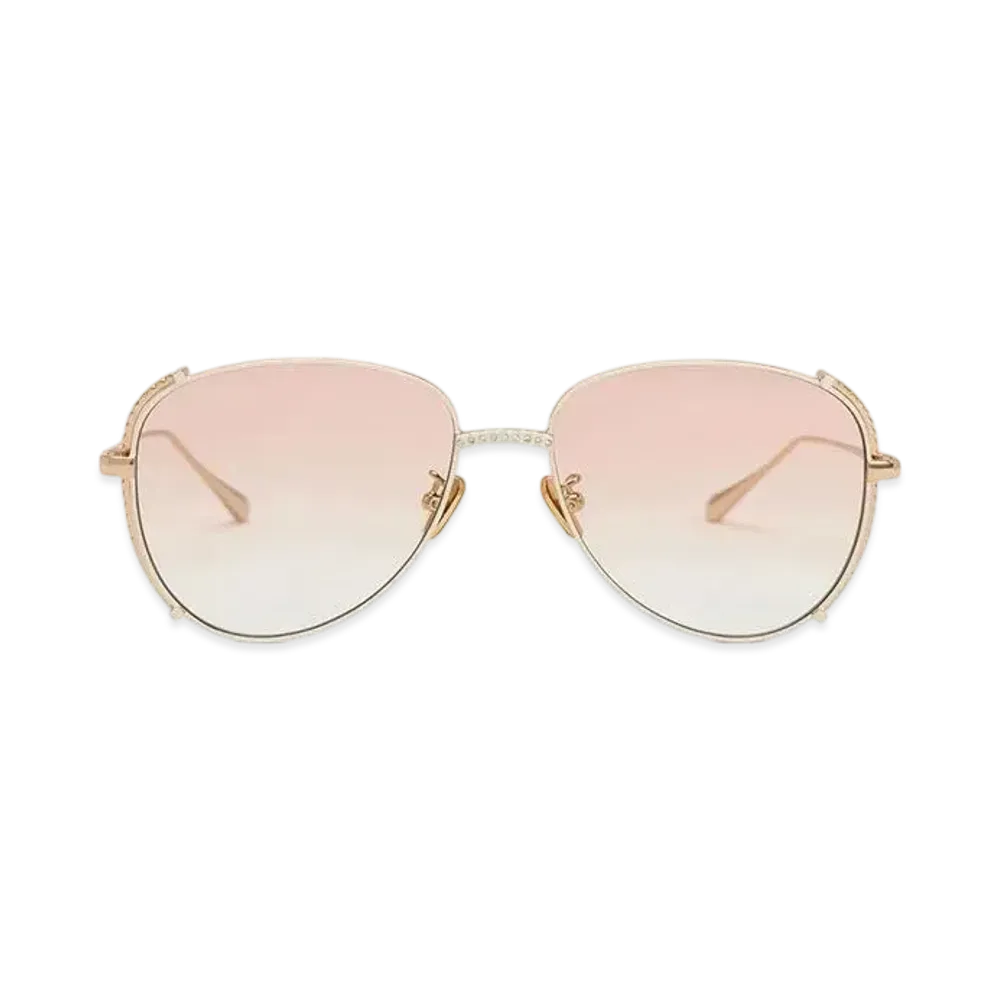 CHARLES & KEITH Gem-Embedded Wire-Frame Aviator Sunglasses "Cream"