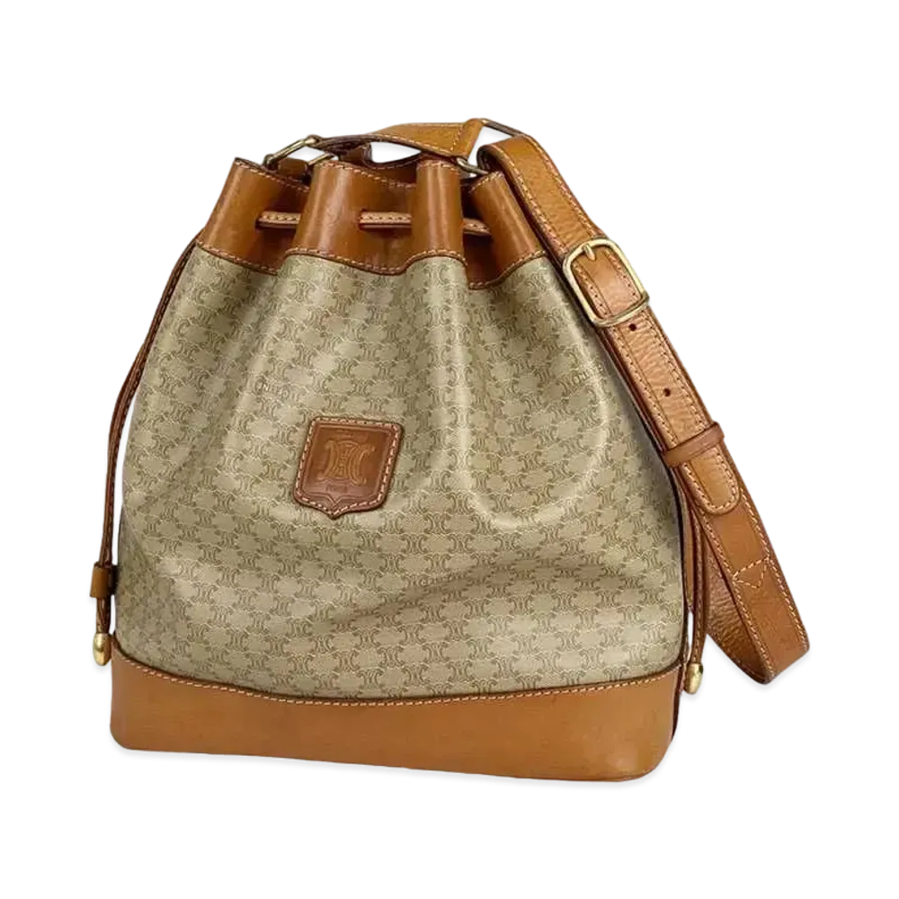 CELINE Macadam Shoulder Bag Drawstring Type