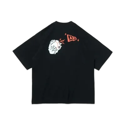 NEW ERA x Cookie! Short Sleeve Oversized Performance T-Shirt Ball Finger Flag Logo "Black"