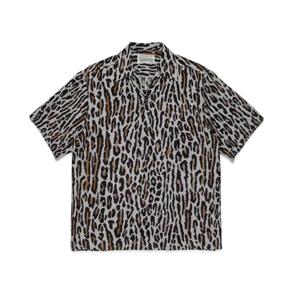 WACKO MARIA LEOPARD OPEN COLLAR SHIRT "Grey"