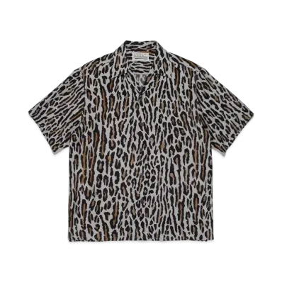 WACKO MARIA LEOPARD OPEN COLLAR SHIRT "Grey"
