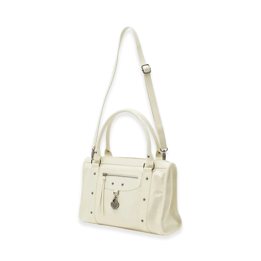 X-Girl Women's Heart Padlock Faux Leather 2Way Bag "White"