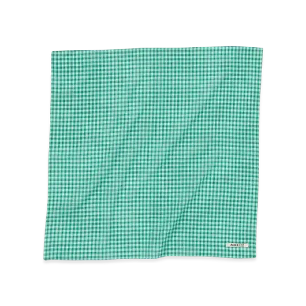 AURALEE Airy Light Cotton Check Scarf "Green"