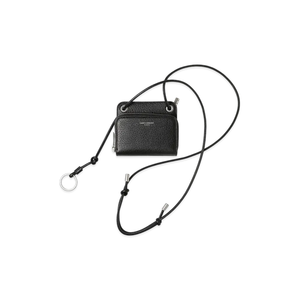 Saint Laurent YSL PCC (413Y) Coin Case Wallet With Strap "Nero"