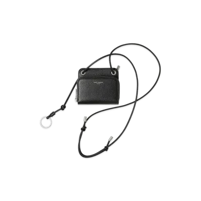 Saint Laurent YSL PCC (413Y) Coin Case Wallet With Strap "Nero"