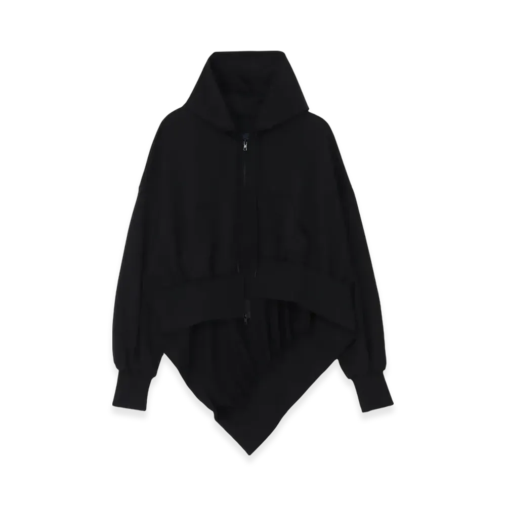 Yohji Yamamoto Pe Jersey Twill Unbalanced Hoodie A "Black"