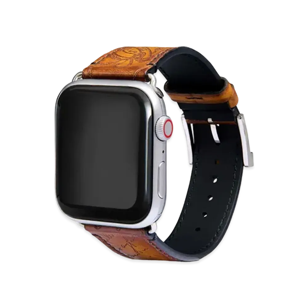 Berluti Apple Watch Bracelet Scritto Leather "Ice Gold"