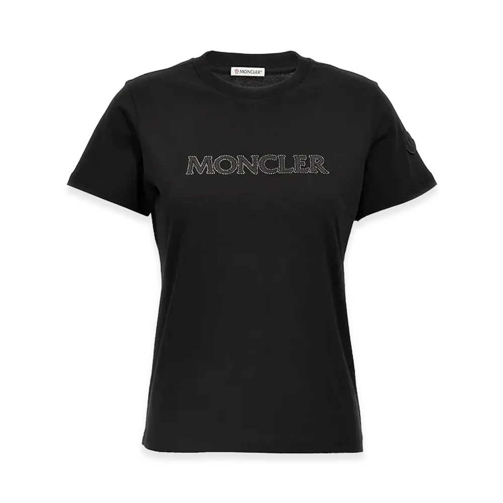 MONCLER Women's Rhinestone Logo T-Shirt "Black"