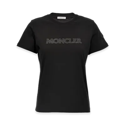 MONCLER Women's Rhinestone Logo T-Shirt "Black"