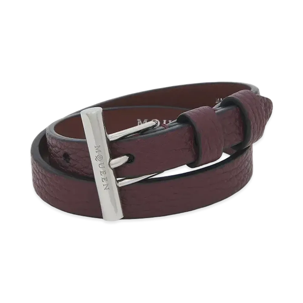 Alexander McQUEEN T-Bar Double Wrap Bracelet "Oxblood"