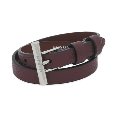 Alexander McQUEEN T-Bar Double Wrap Bracelet "Oxblood"