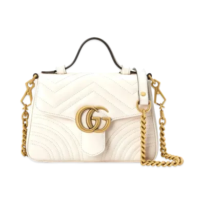 GUCCI GG Marmont Mini Top Handle Bag "White"