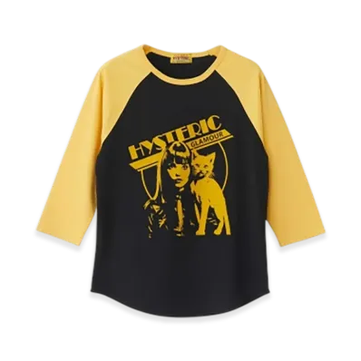 HYSTERIC GLAMOUR Hysteric Woman Cat 3 4 Sleeve T-Shirt Women "Yellow"