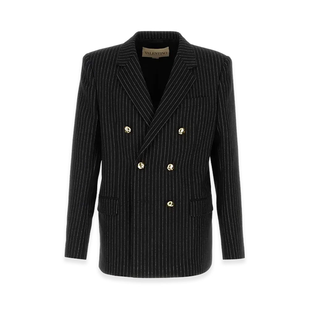 Valentino Embroidered Wool Blend Blazer "Stripped"
