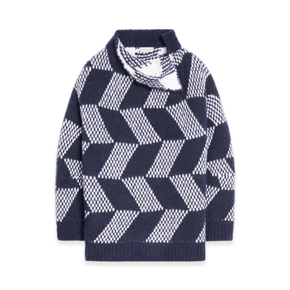 DRIES VAN NOTEN Oversized Graphic Sweater "Navy"