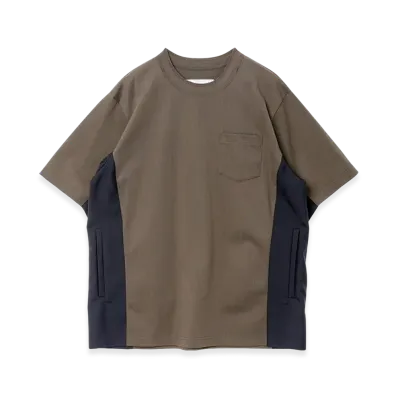 sacai Suiting x Cotton Jersey T-Shirt "Khaki/Navy"