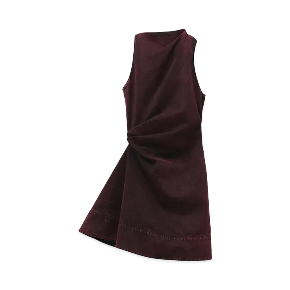 Alexander McQUEEN Overdyed Denim Minidress "Bordeaux"