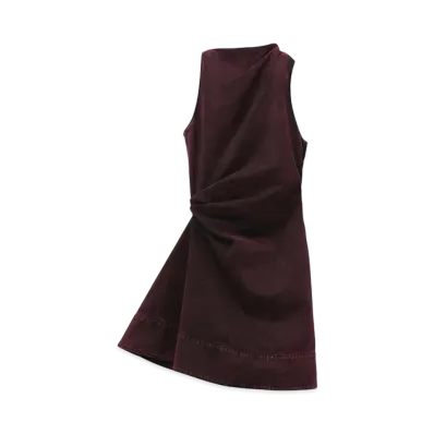 Alexander McQUEEN Overdyed Denim Minidress "Bordeaux"