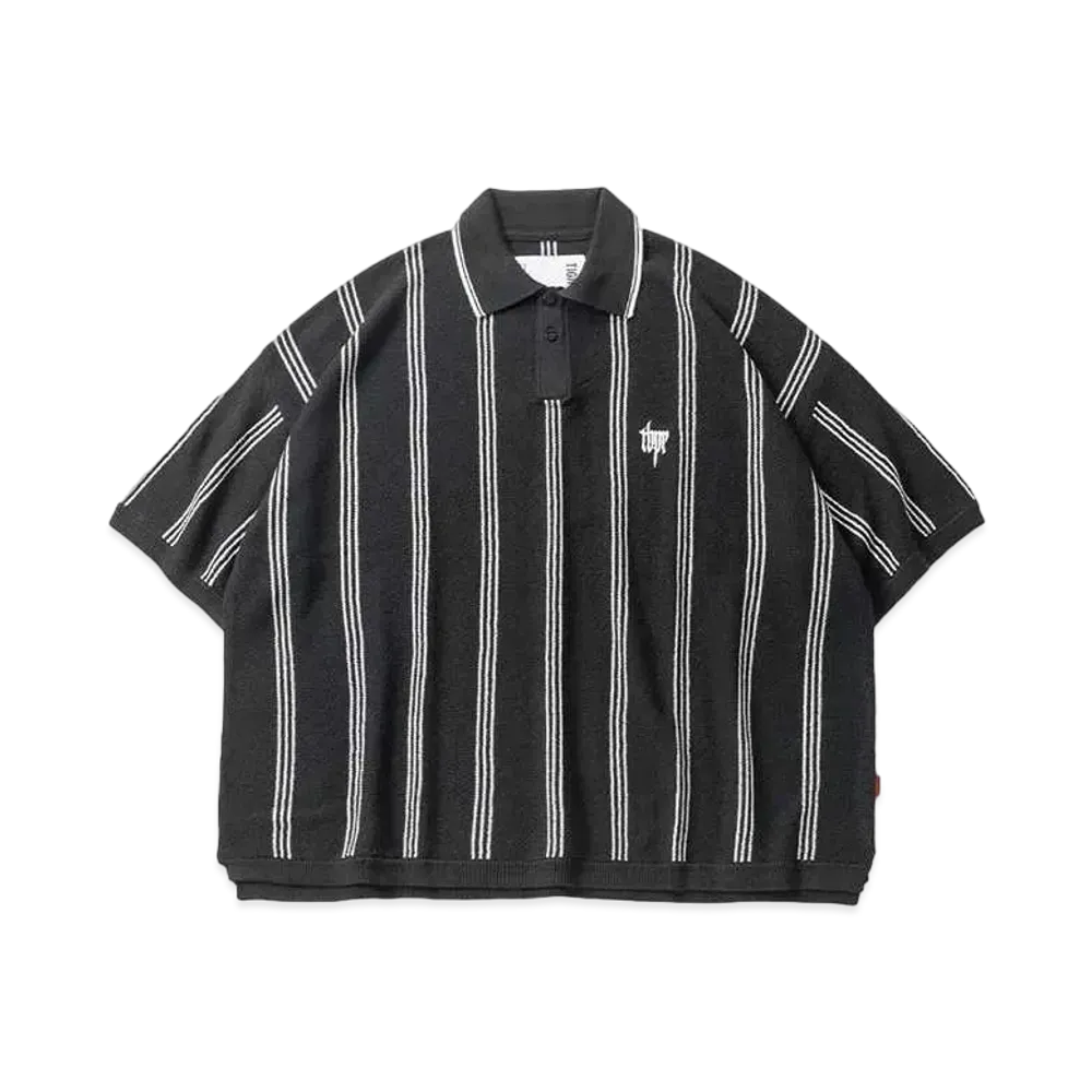 TIGHTBOOTH Stripe Knit Polo "Black"
