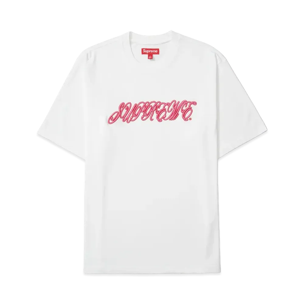 Supreme Raised Script S/S Top "White"