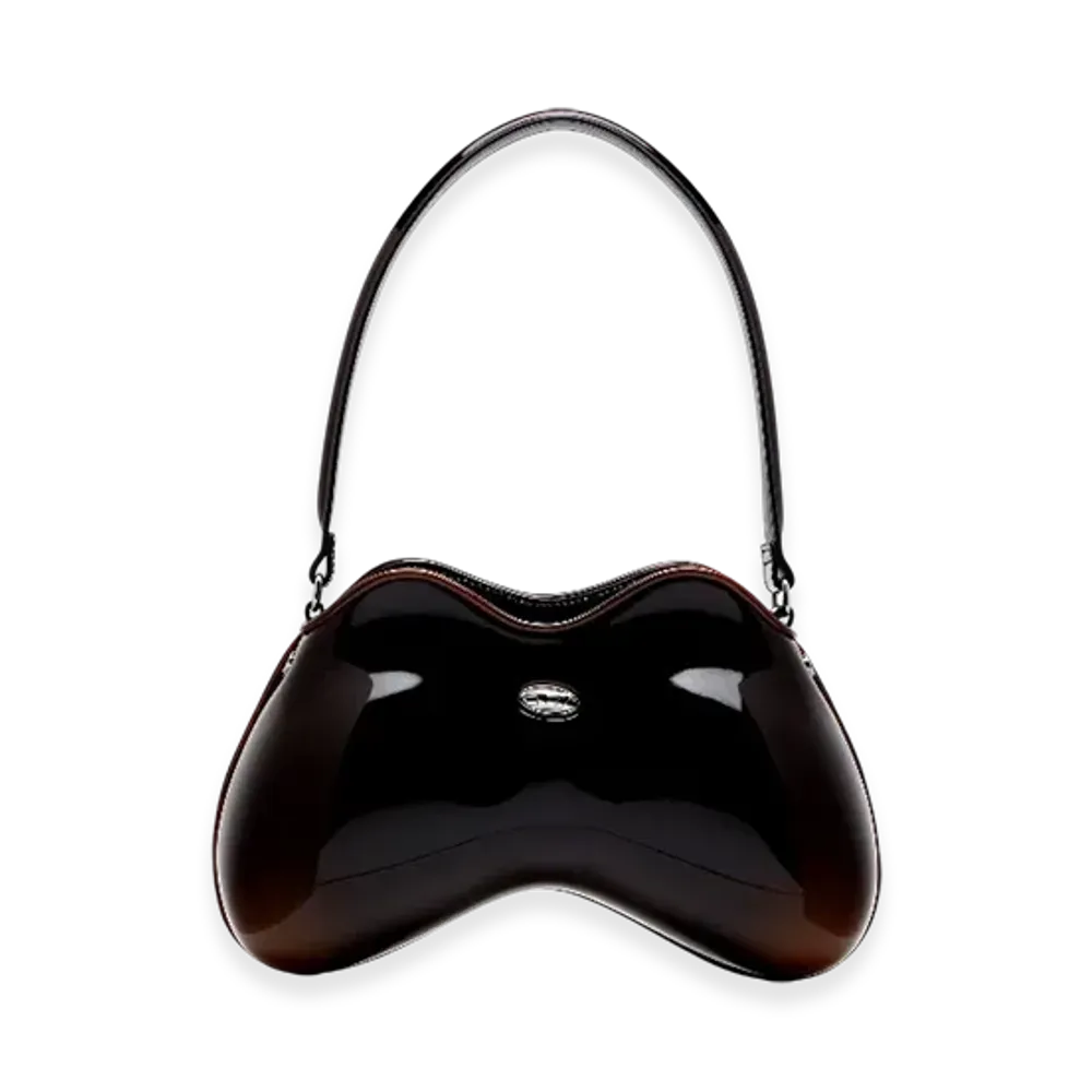 Diesel Double-D Shoulder Double-D-Rigid Shoulder Bag In Degrade Glossy Pu "Brown"
