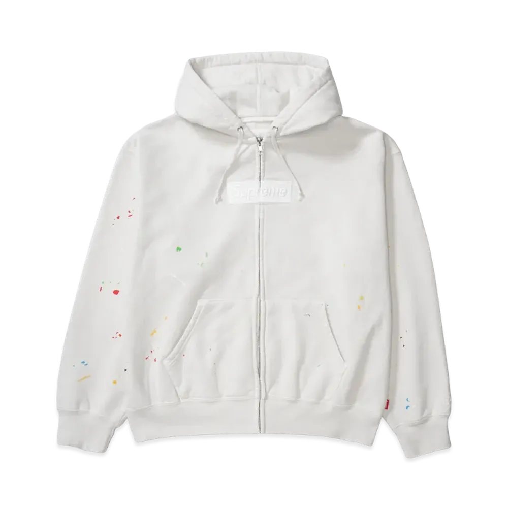 Supreme x MM6 Maison Margiela Box Logo Zip Up Hooded Sweatshirt "White"