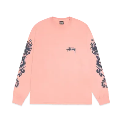 Stussy Dragons LS Tee Pigment Dyed "Coral"