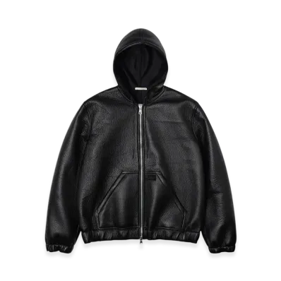 Stussy x Our Legacy Work Shop Leather Zip Hoodie "Black Scuba Leather"