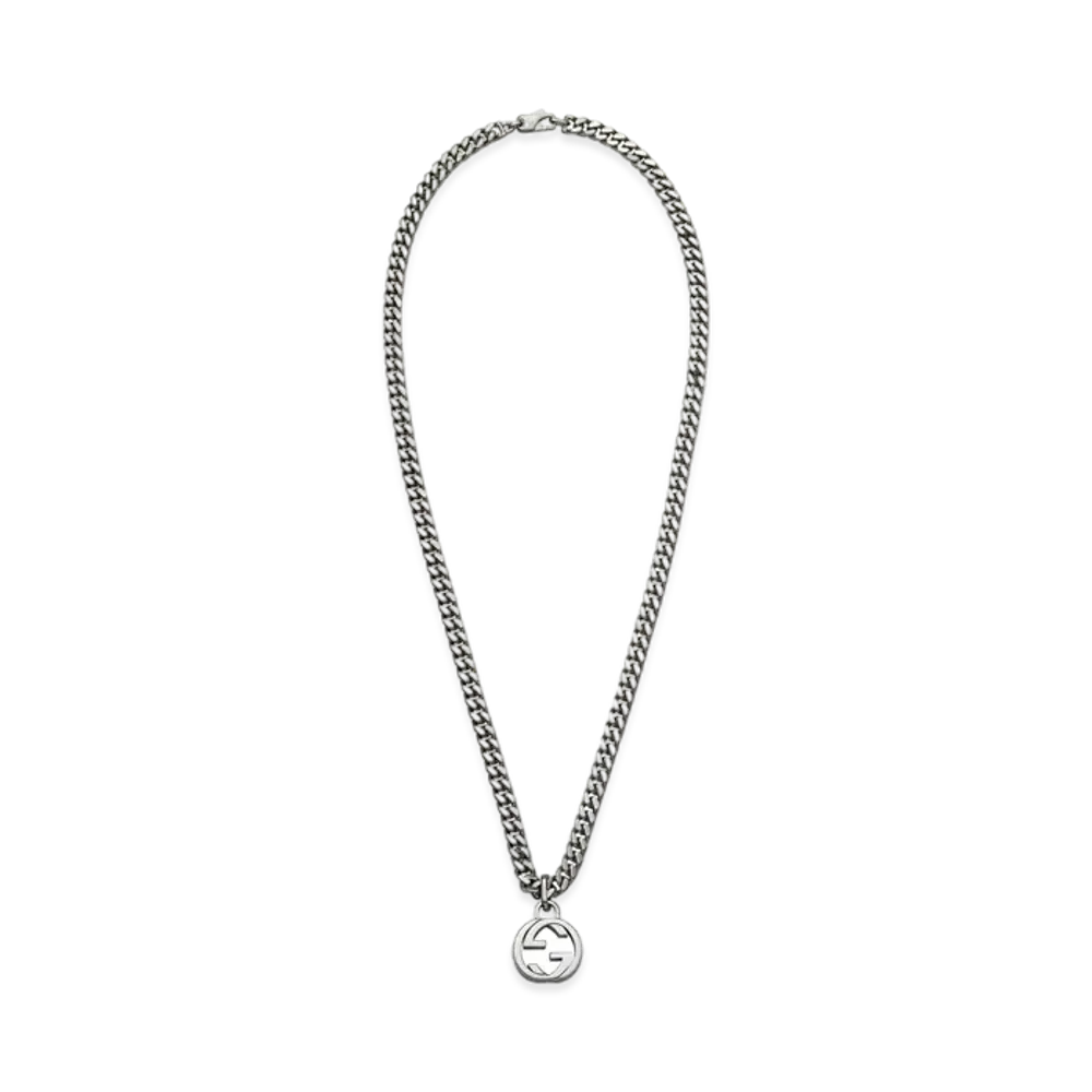 GUCCI Silver Necklace with Interlocking G Pendant "Silver"