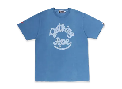 A BATHING APE Logo Indigo Tee "Light Indigo"